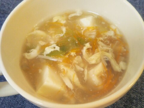 簡単！カット野菜と豆腐の卵スープ